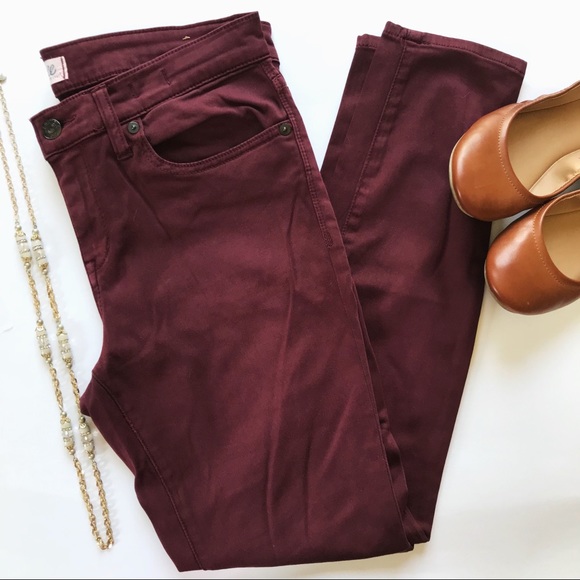 Madewell Pants - Madewell Maroon Stretchy Skinny Skinny Pants